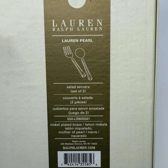 Ralph Lauren 2 Piece Salad Serving Set Spoon Fork Mother Of Pearl Silverware - Picture 7 of 7